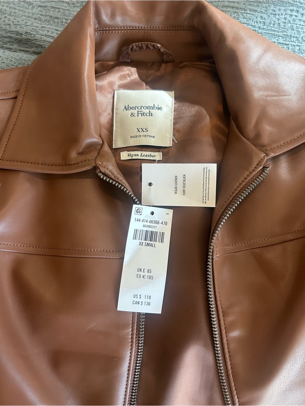 Abercrombie & Fitch Brown Vegan Leather Jacket - Picture 2 of 3